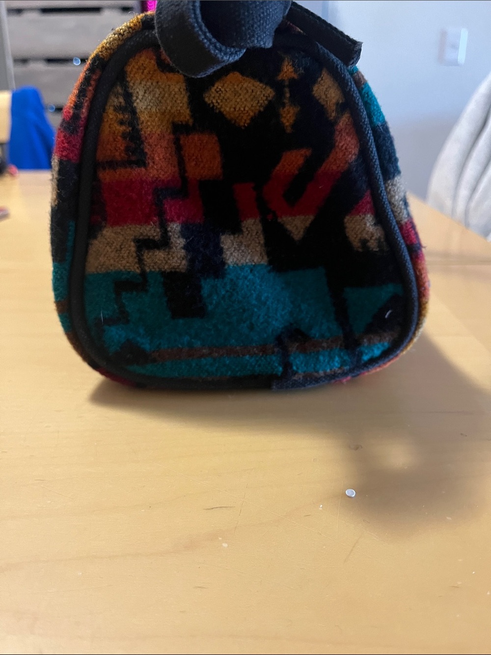Pendleton Teal Red Gold Wool Patterned Crossbody Bag - Picture 4 of 5